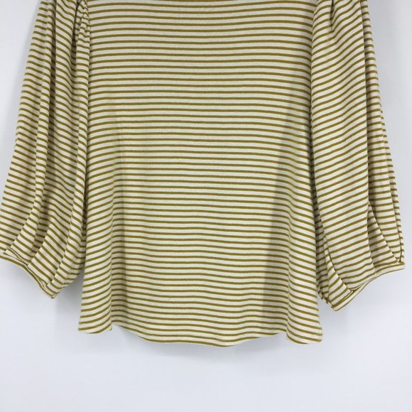 Eri + Ali Anthro Mustard White Striped Blouse - Picture 6 of 14